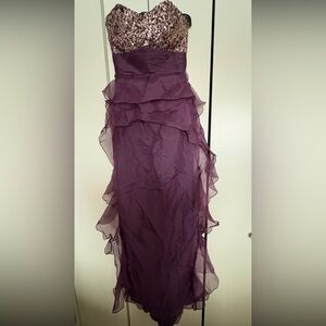 Badgley Mischka Purple Strapless Dress